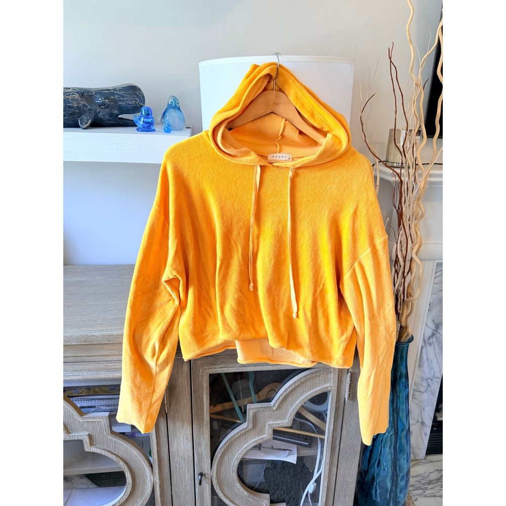 Stark Cropped Back‎ Cutout Hoodie Womens Orange Medium
